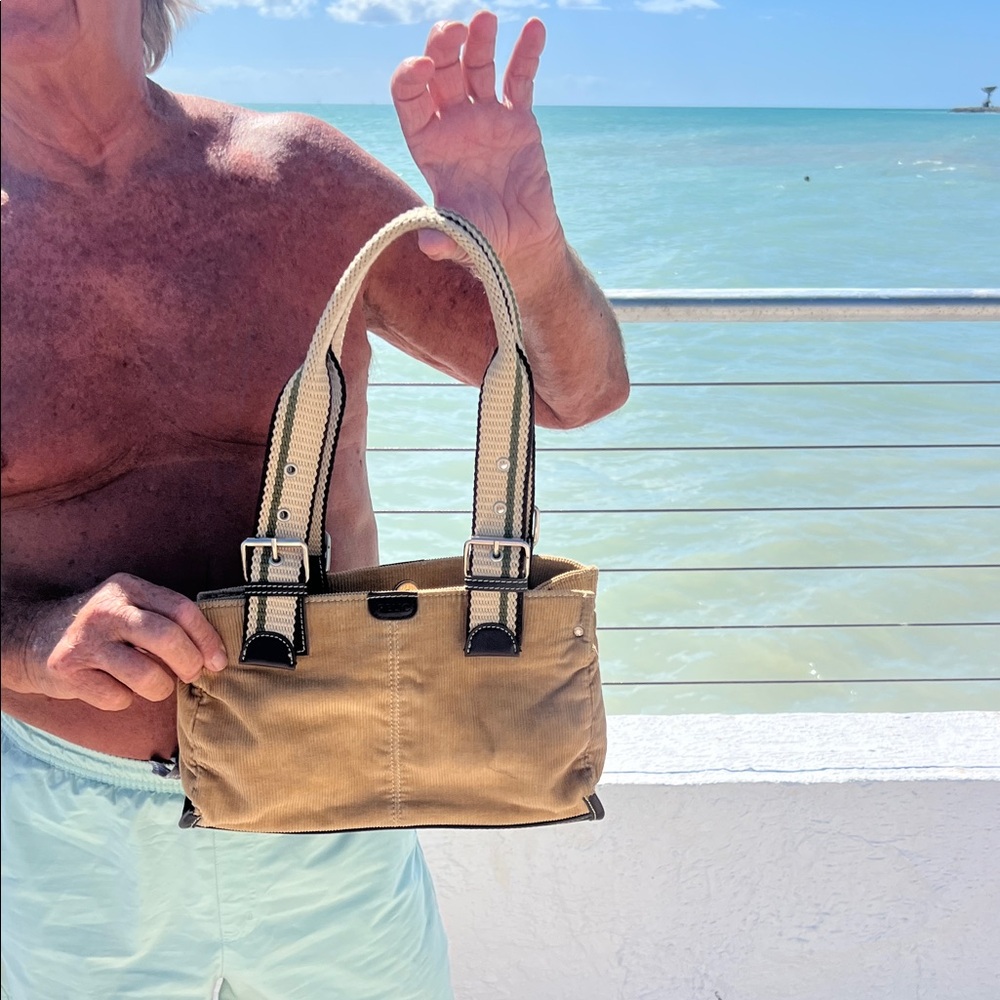 Corduroy bag, magnetic closure zipper pocket great handles